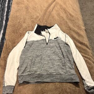 Men's Gray and White Quarter-Zip Sweater